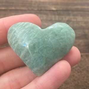 Amazonite puffy heart palm stone crystal